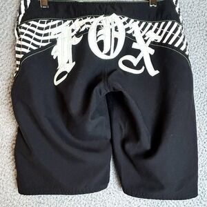Fox Shorts Women's Juniors Size 1 Vtg Y2K Spellout Logo Black Green Embroidered